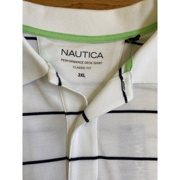 Nautica Mens Performance Deck Shirt Classic Fit 3XL White & Black Striped Polo S - Picture 2 of 3